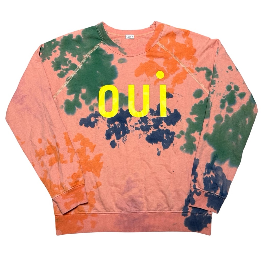 Clare V Salmon Splash Tie-Dye Oui Sweatshirt, Small